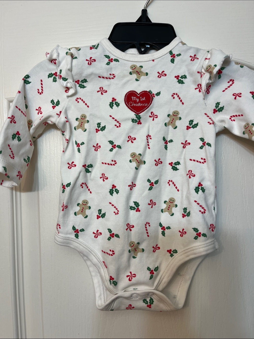 White 'My 1st Christmas' Holiday Gingerbread Baby One-Piece